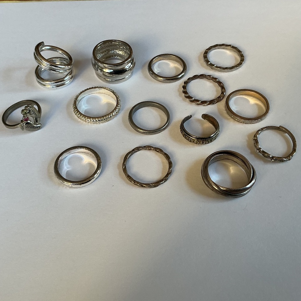 Lot of 14 silver colored Costume Rings
